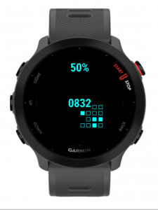 garmin connect iq sdk watchface test with time and battery and binary indicators